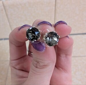 Swarovski Gray/Black and Silver Stud Earrings